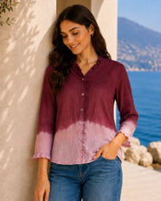 Women Cotton Tie & Dye Full Sleeve Casual Regular Fit Shirt (W1729)