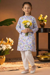 Printed Cotton Kurta Pyjama Set For Girls (K11082)