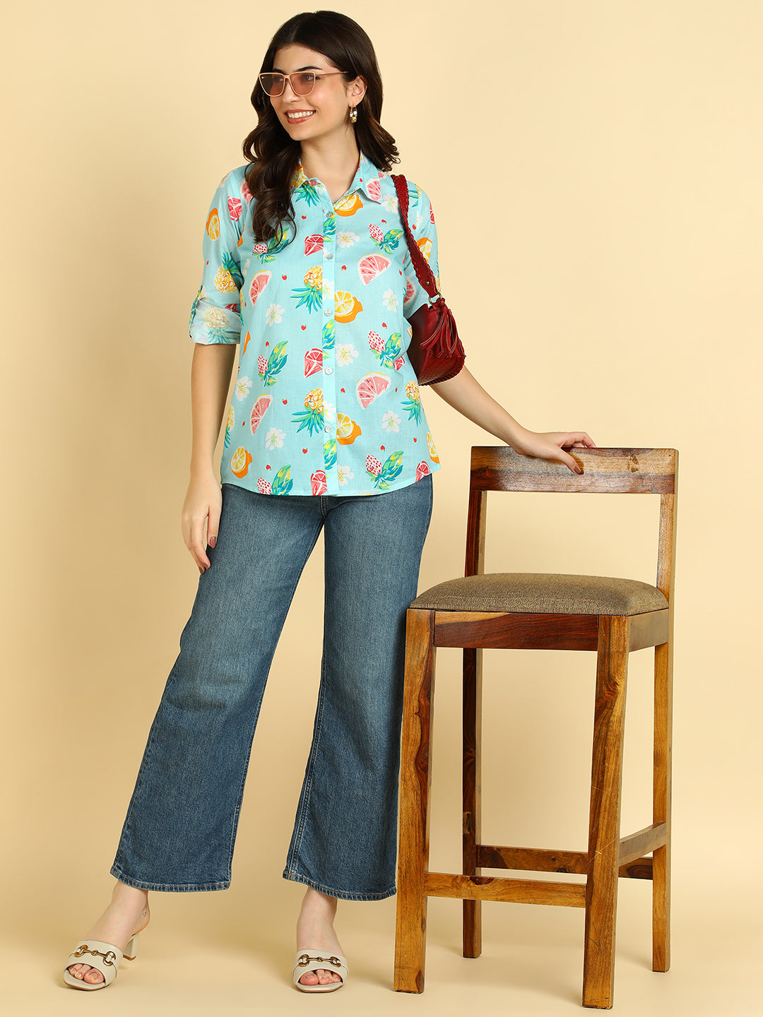 Women Casual Digital Printed Cotton Regular Fit Shirt (1679)