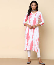 Rayon Tie Dye Pink Straight Kurta (W1307)