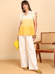 Women Cotton Tie & Dye V-Neck Regular Fit Top (W1776)