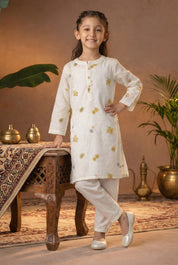 Printed Cotton Kurta Pyjama Set For Girls (K11086)