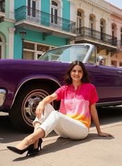 Hand Tie Dyed Multicolor Top for Women (W1525)