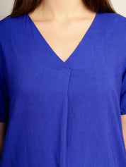 Women Blue  Solid Camric Casual Top (W1824)