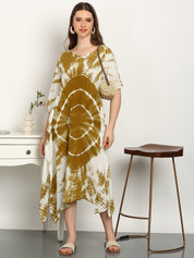 Women Tie & Dye Rayon Crepe Kaftan Dress (W1722)