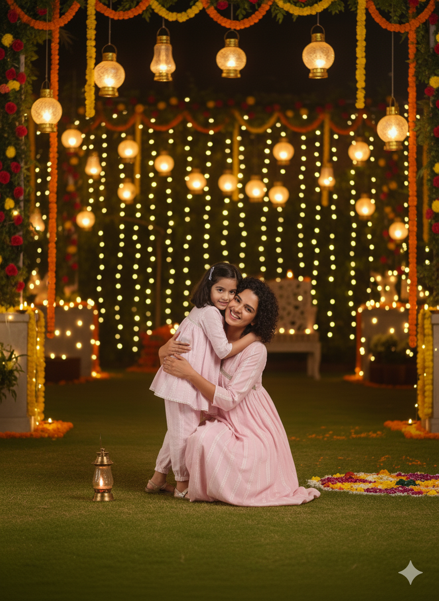 Women Dress With Matching Kids Kurta Set Mother Daughter Combo (COMBOMD9026)