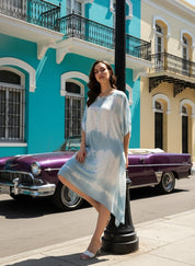 Rayon Hand Dyed Tie Dye Grey Kaftan (W1159)