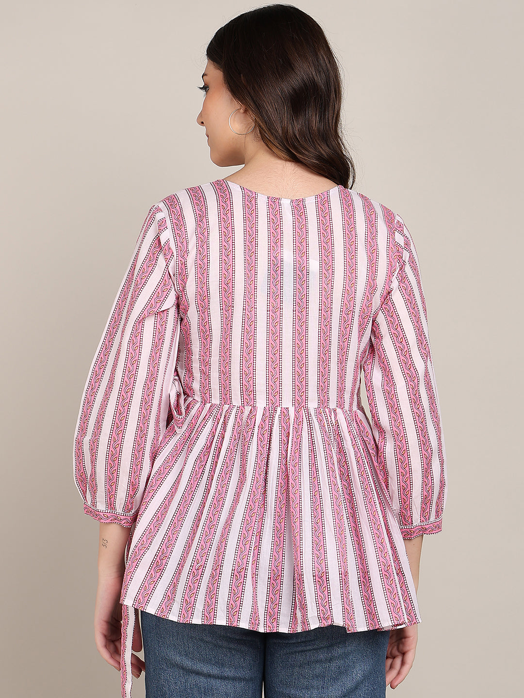 Women Casual Striped Cotton Regular Fit Top (1680)