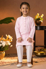 Printed Cotton Kurta Pyjama Set For Girls (K11084)