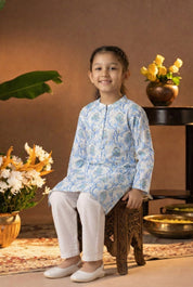 Printed Cotton Kurta Pyjama Set For Girls (K1053)