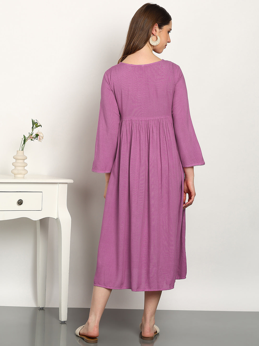 Women Hand Tie & Dye Rayon A-Line Dress (W1732)