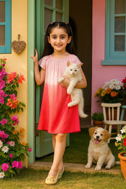 Hand Dyed Rayon Frill Dress for Girls (K1029)