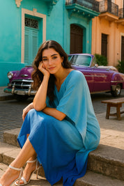 Hand Dyed Loose Fitted Crepe Kaftan Kurta (W1439)