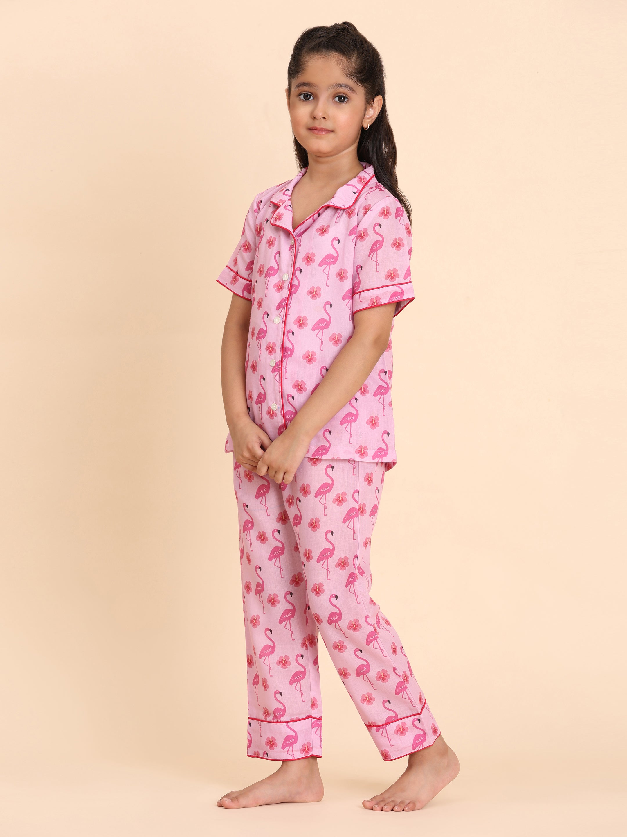 Women Printed Shirt With Matching Kids Night Suit Set Mother Daughter Combo (COMBOMD9029)