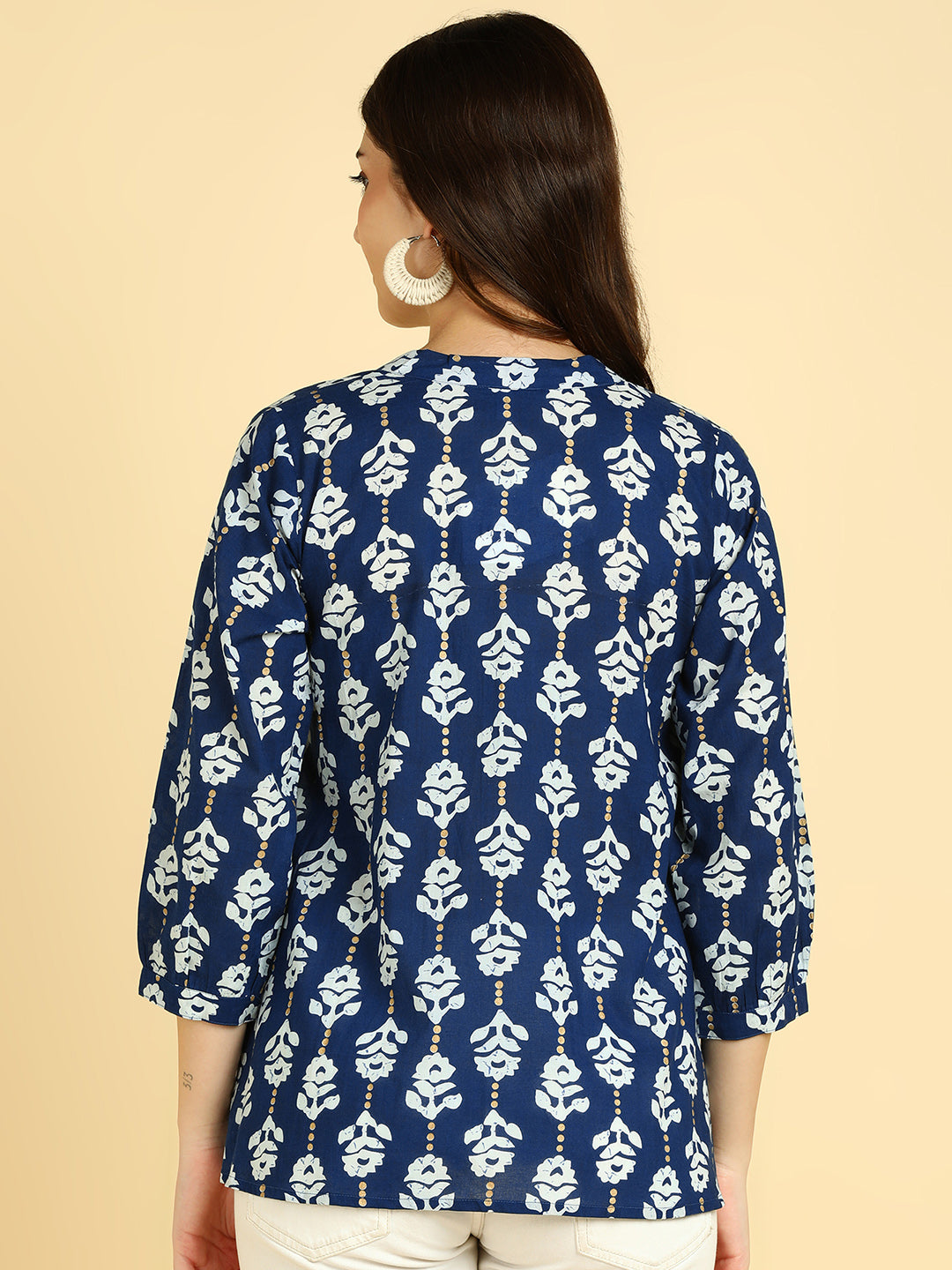 Women Casual Block Printed Cotton Regular Fit Shirt (W1674)