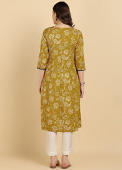 Women Cotton Floral Printed Straight Kurta (W1737)
