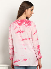 Women Rayon Tie & Dye Full Sleeve Casual Regular Fit Shirt (W1735)