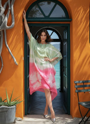 Hand Dyed Loose Fitted Crepe Kaftan Kurta (W1427)