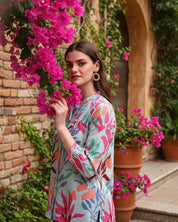 Women Rayon Blue Tie & Dye Regular Fit Shirt (W1567)