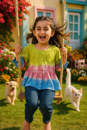 Hand Tie Dyed Shirt for Girls (K1001)