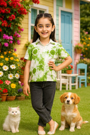 Hand Tie Dyed Half Sleeves Shirt for Girls (K1026)