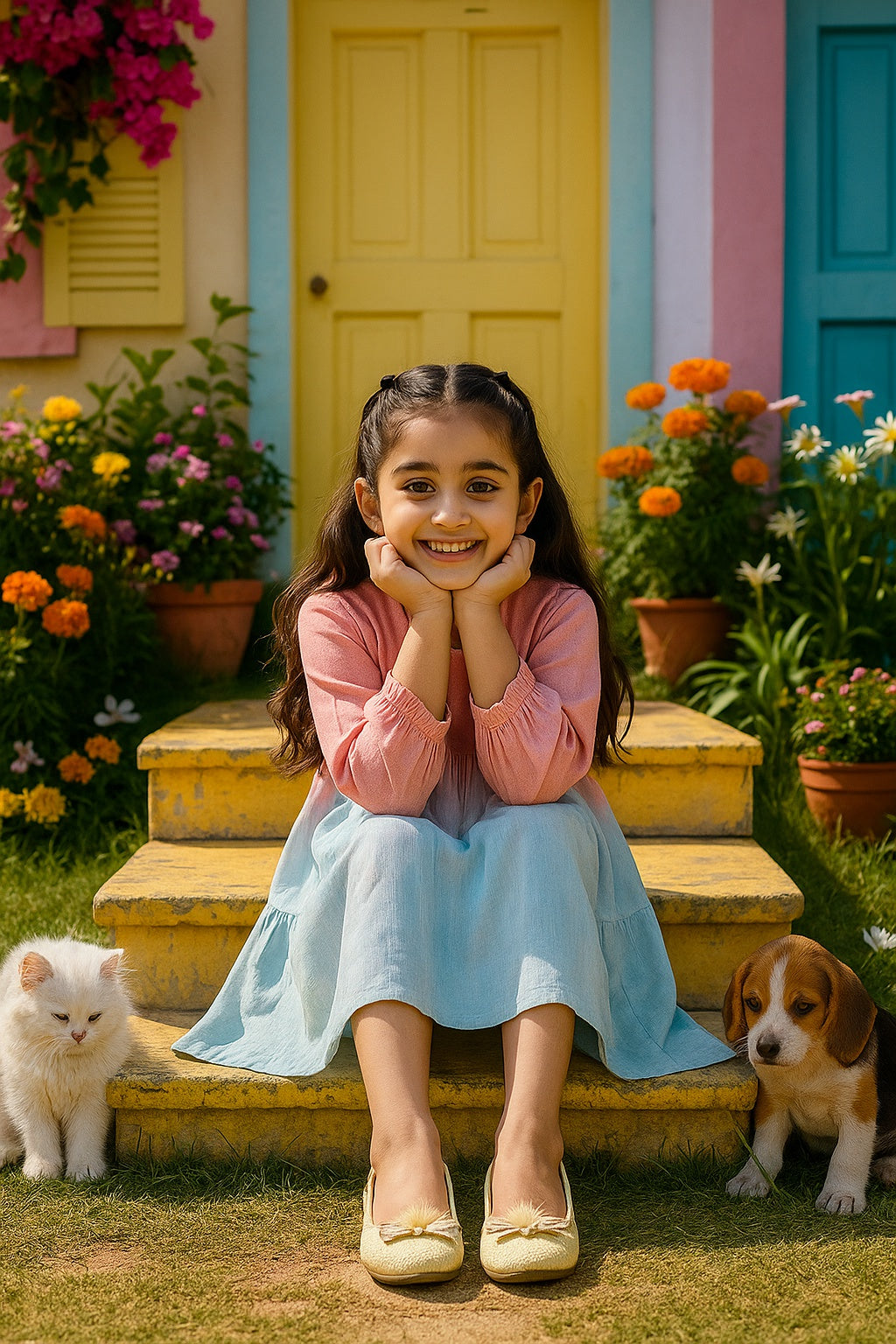 Hand Dyed Rayon Frock Dress for Girls (K1035)