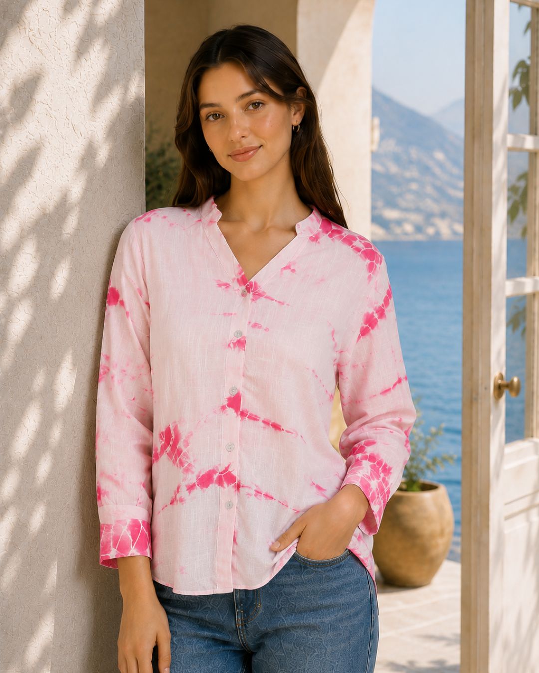 Women Rayon Tie & Dye Full Sleeve Casual Regular Fit Shirt (W1735)