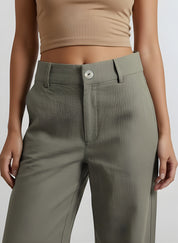 Cotton Solid Regular fit Casual Pant For Women (W1714)