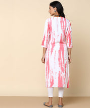 Rayon Tie Dye Pink Straight Kurta (W1307)
