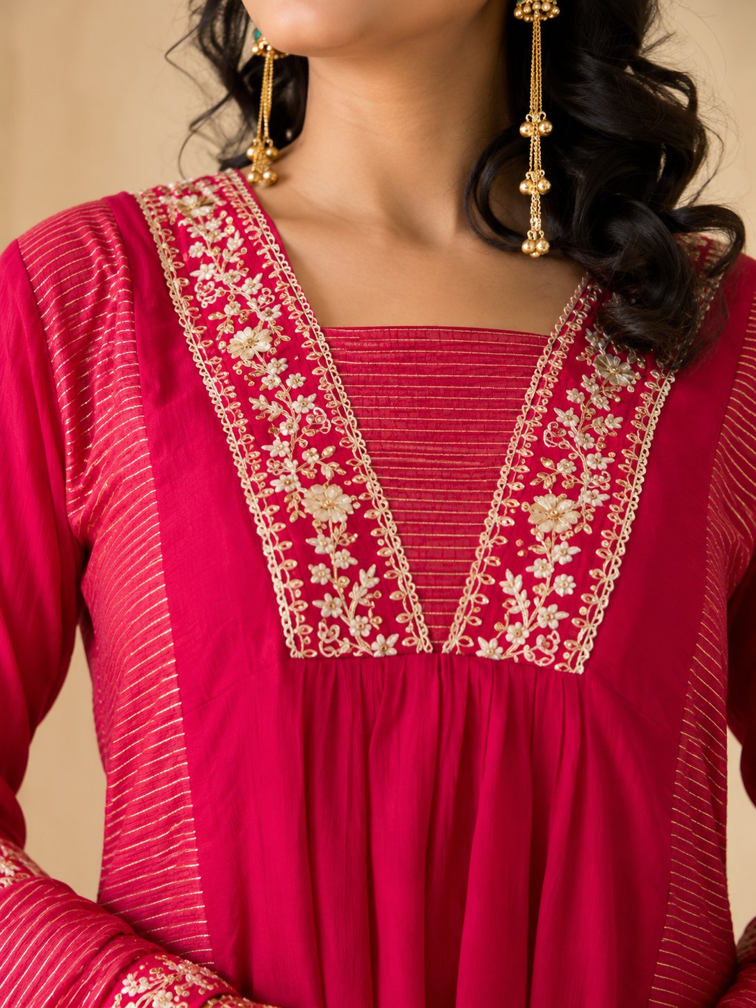 Jaipurhues Luxe Rani Crepe Tissue Festive Kurta Set | Kurta Bottom Dupatta (W10004)