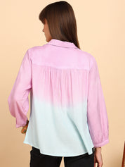 Women Rayon Staple Tie & Dye Spread Collar Regular Fit Shirt (W1773)