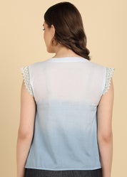 Women Casual Tie & Dye Cotton Flared Top (W1727)