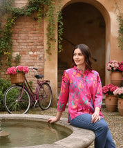 Pink Tie-Dye Crepe Loose Fit Shirt (W1566)