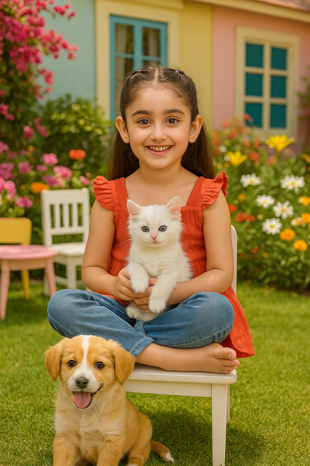 Cotton Frill Shoulder Plain Top for Girls (K1007)