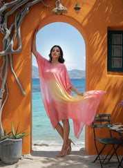 Hand Dyed Loose Fitted Crepe Kaftan Kurta (W1434)