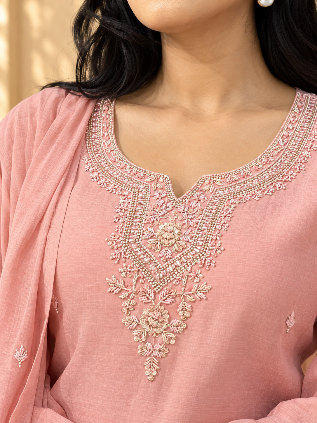 Jaipurhues Luxe Pink Mulchanderi Festive Kurta Set | Kurta Bottom Dupatta (W10010)
