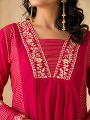 Jaipurhues Luxe Rani Crepe Tissue Festive Kurta Set | Kurta Bottom Dupatta (W10004)