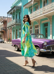 Hand Dyed Cap Dress for Women (W1494)