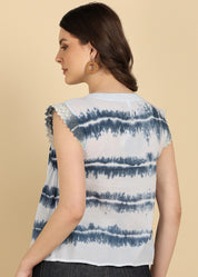 Women Casual Tie & Dye Cotton Flared Top (W1726)