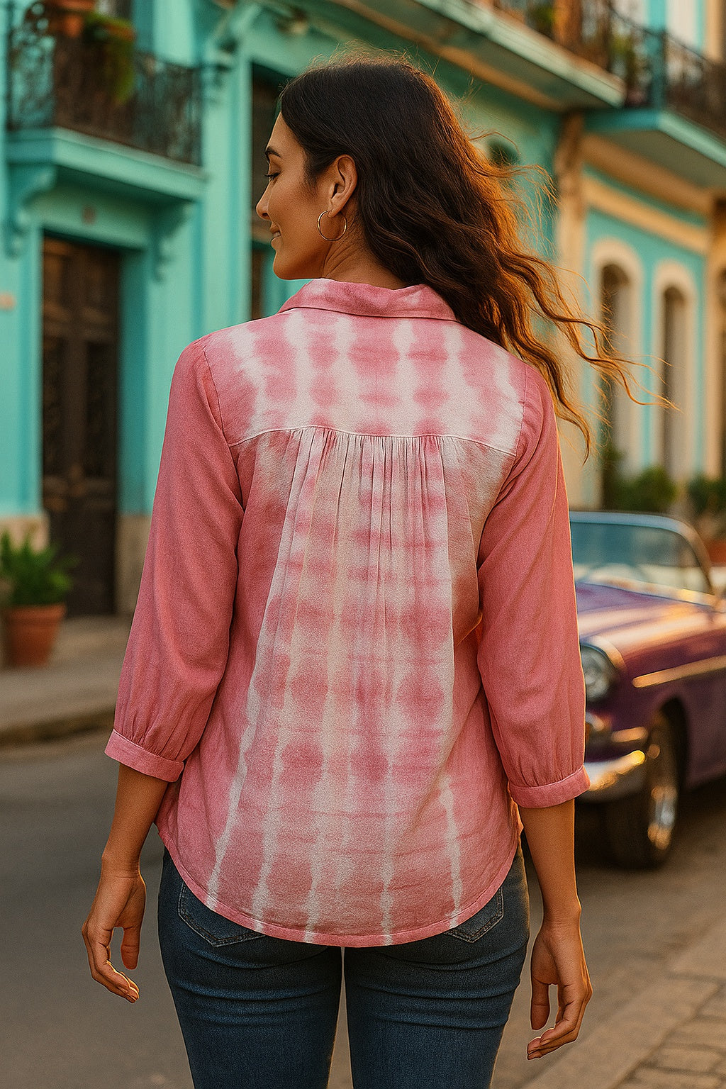 Tie Dyed Casual Fitted Shirt for Women (W1454)