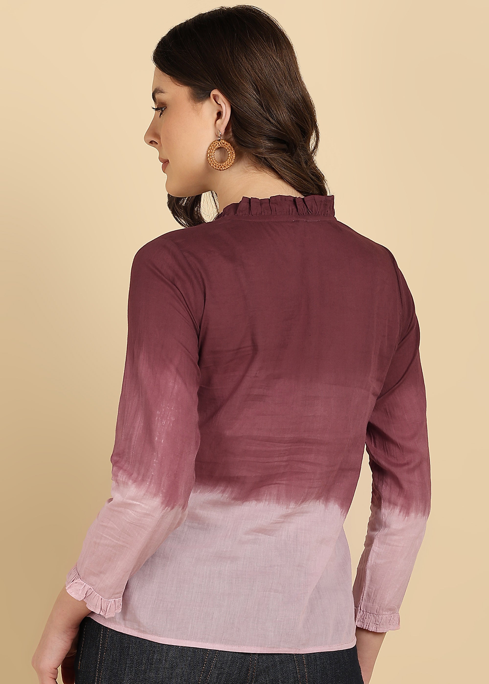 Women Cotton Tie & Dye Full Sleeve Casual Regular Fit Shirt (W1729)