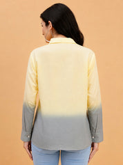 Women Yellow Embellished Tie & Dye Camric Casual Shirt (W1821)