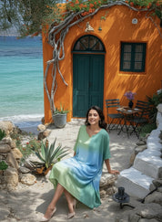 Hand Dyed Loose Fitted Crepe Kaftan Kurta (W1443)