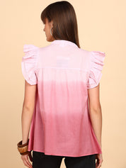 Women Cotton Tie & Dye V-Neck Regular Fit Top (W1777)