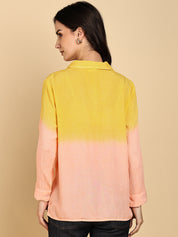 Women Casual Rayon Crepe Tie & Dye Spread Collar Full Sleeves Relaxed Fit Shirt (W1708)