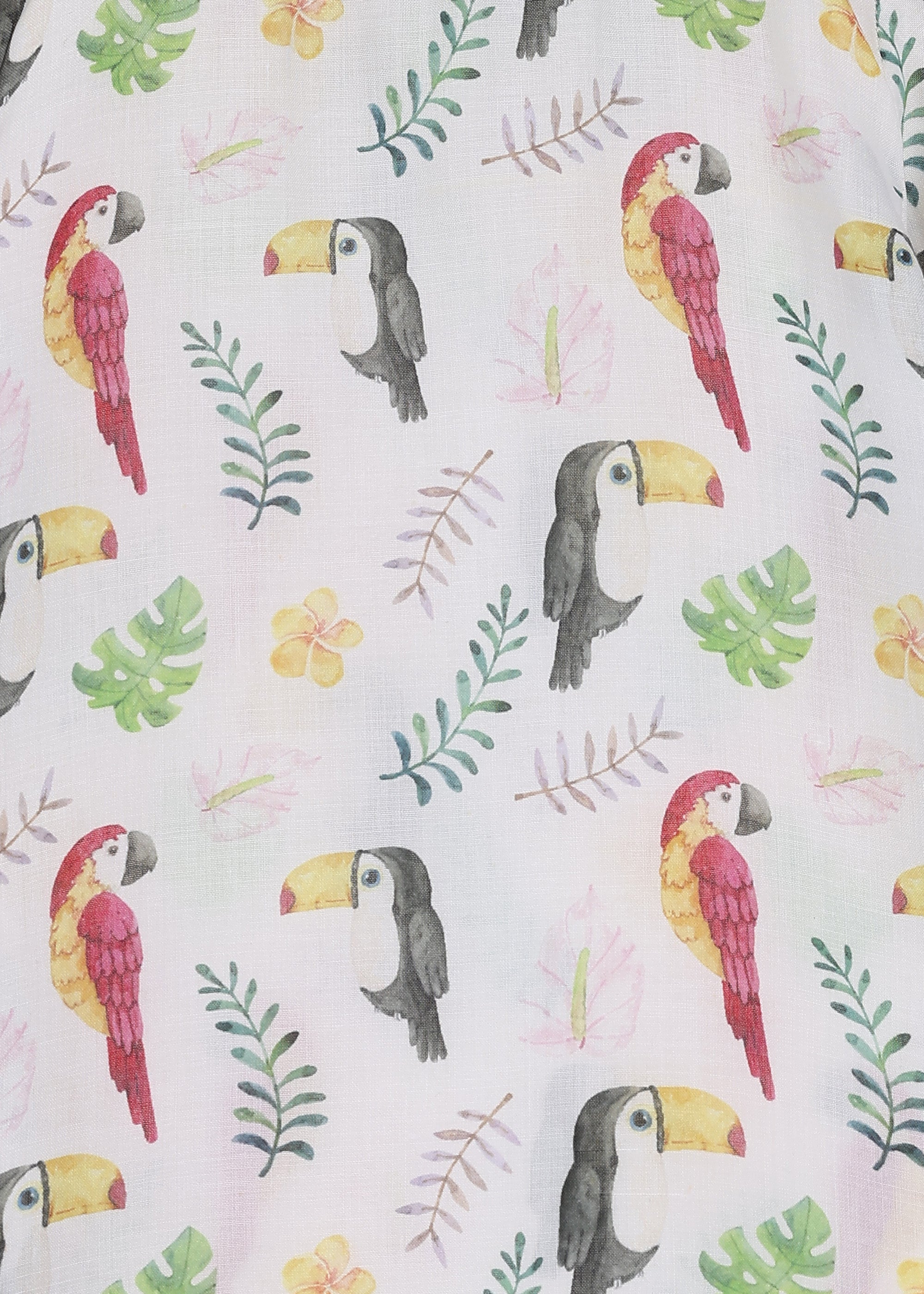 Cotton Casual White Printed A-Line Dress for Girls (K1088)