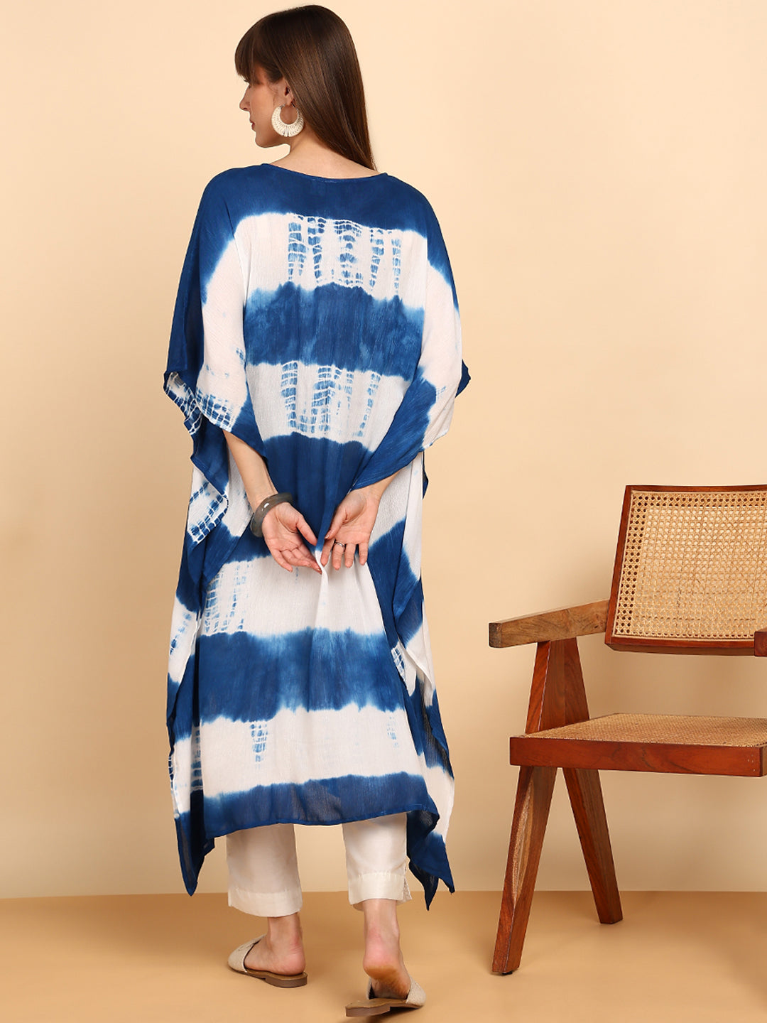 Women Hand Tie & Dye Rayon Crepe Kaftan (W1754)