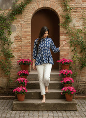 Women Casual Block Printed Cotton Regular Fit Shirt (W1674)