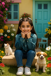 Hand Tie Dyed Collar Shirt for Girls (K1008)