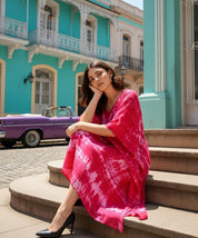 Rayon Crepe Tie Dye Pink Kaftan Kurta (W1123)